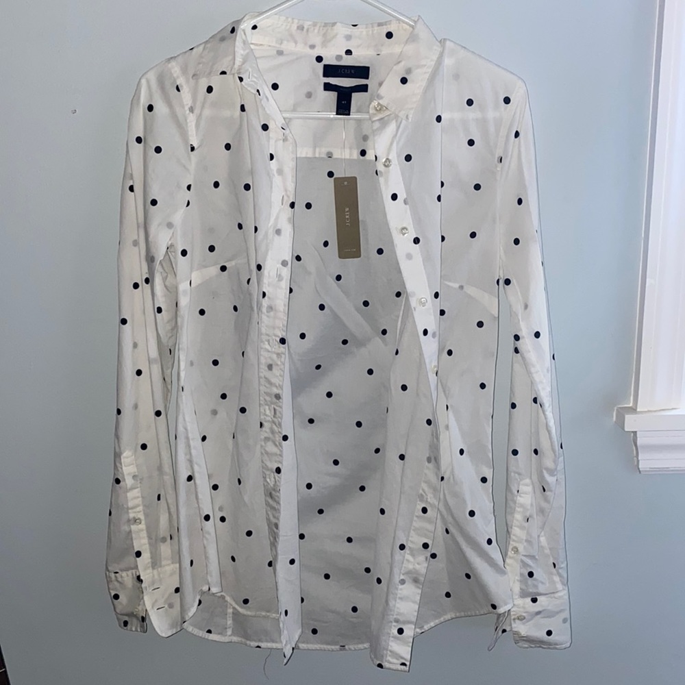 J. Crew Polka dot “Perfect” Button Down Top 4T